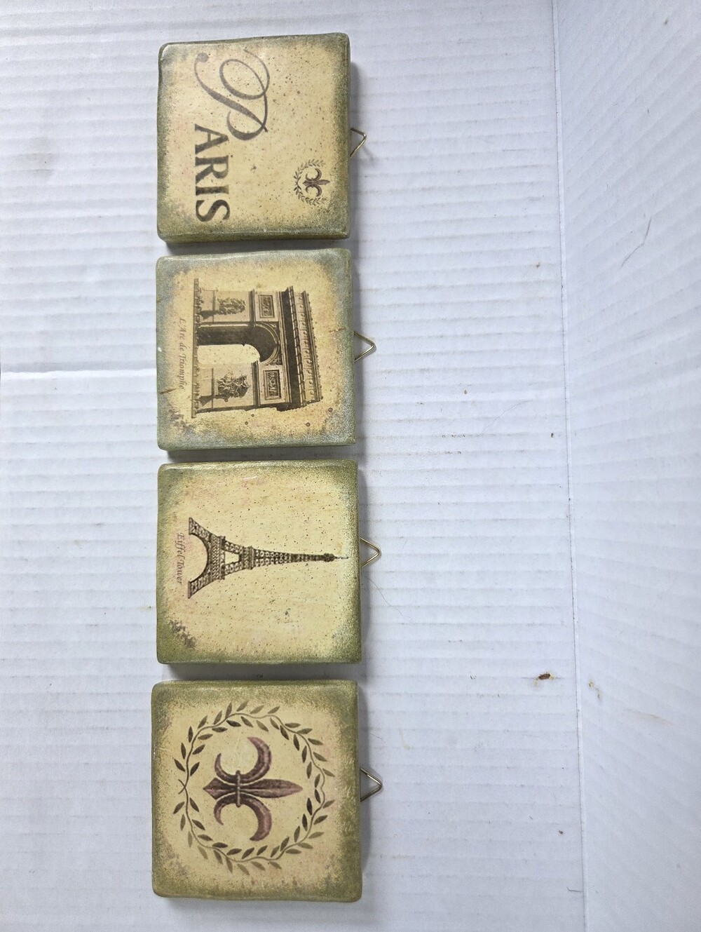 Set of Four Vintage-style Paris Location Wall Plaques